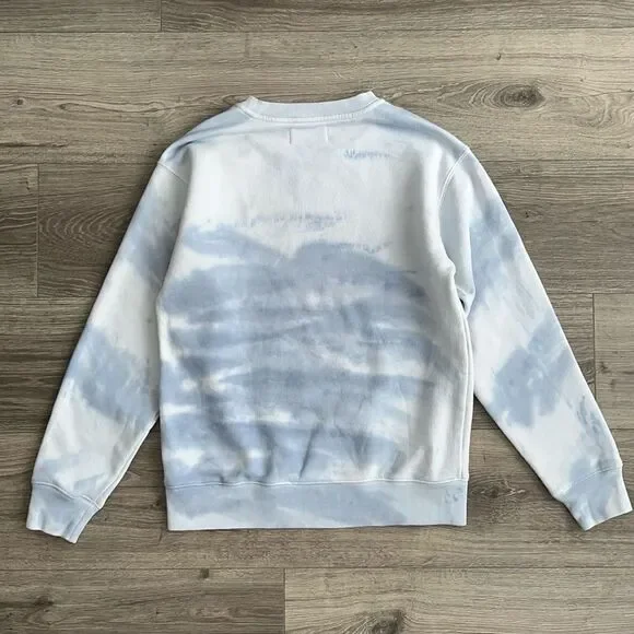 Aritzia TNA Crewneck Sweatshirt Sz. XS Classic Fit Pastel Tie Dye Blue Retro 90s - Picture 5 of 9